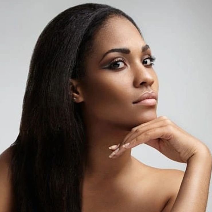 Woman with long, straight, shiny hair